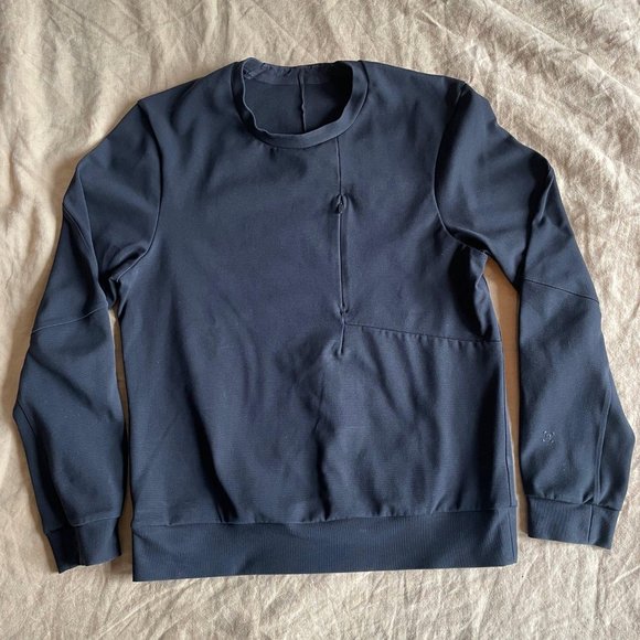 Lululemon Sojourn Long Sleeve Crew Neck Sweater Warpstreme, Men Size S, Black - Picture 1 of 8